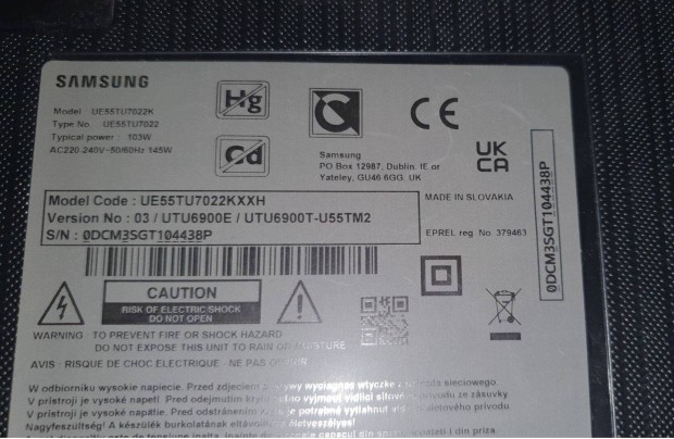 Samsung UE55TU7022K V03 LED LCD tv smart hibás törött alkatrésznek