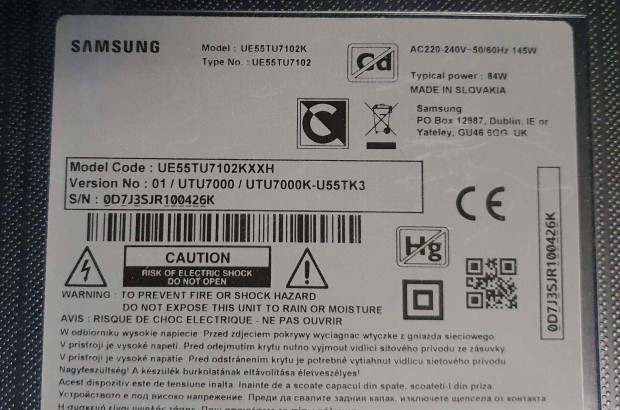 Samsung UE55TU7102K LED LCD tv UHD Smart hibs trtt alkatrsznek