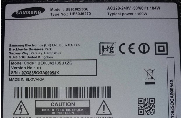 Samsung UE60J6270 LED LCD tv panelek alkatrésznek,háttér elkelt!