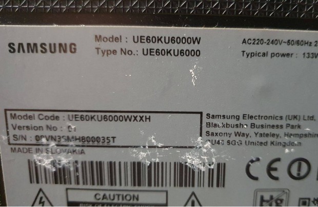 Samsung UE60KU6000 LED tv Smart hibs alkatrsznek