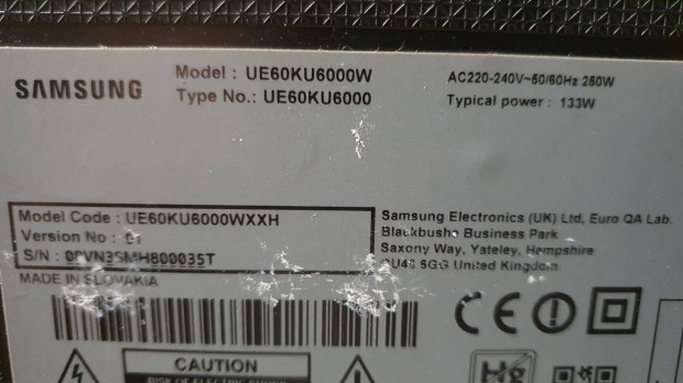 Samsung UE60KU6000 LED tv Smart hibs trtt alkatrsznek