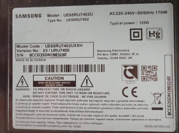 Samsung UE65RU7402 UHD LED tv tpegysg alkatrsznek