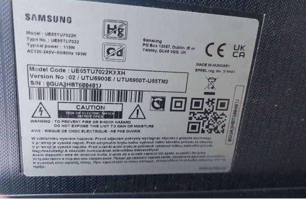 Samsung UE65TU7022K LED LCD tv panelek alkatrsznek UE65TU7022