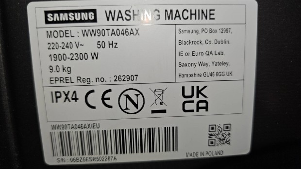 Samsung inverteres elöltöltős mosógép 9kg/1400