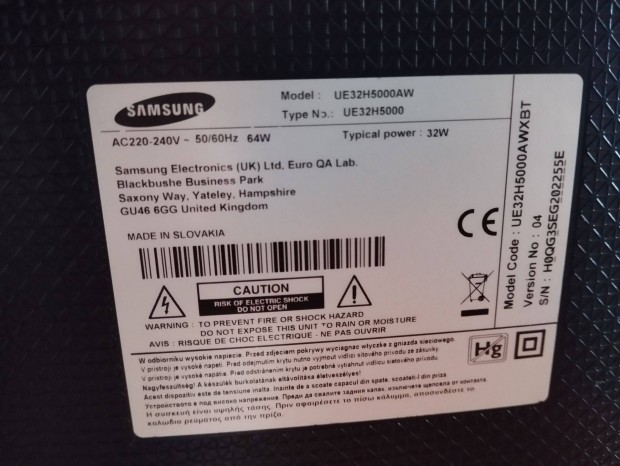 Samsung tv - hibs kperny (samsung ue32h5000aw)