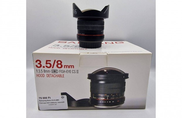 Samyang 8mm f/3.5 UMC Fish-eye CS II (Nikon), használt, 1 év garancia