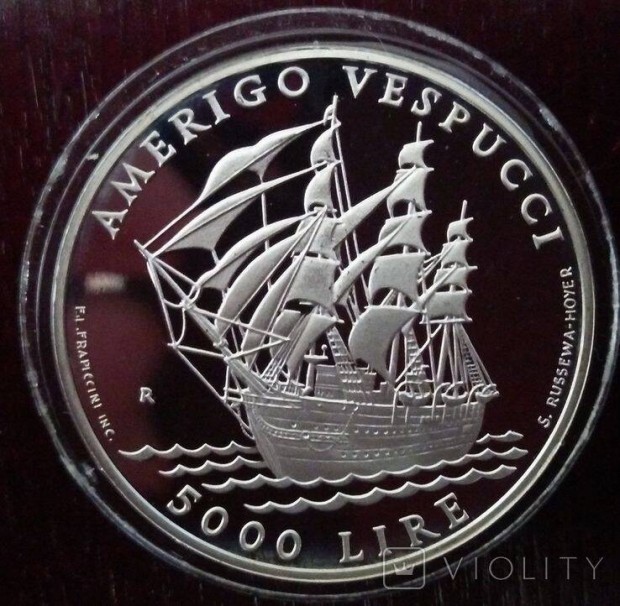 San Marino 5000 Lira, 1995 az "Amerigo Vespucci" vitorlshaj