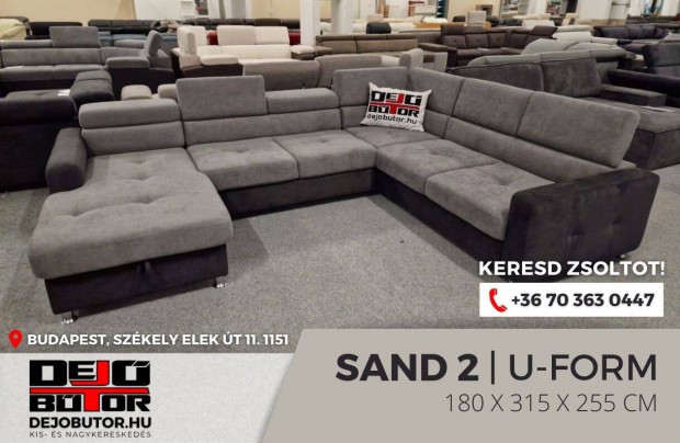 Sand 2 bzs ualak sarok kanap lgarnitra grafit 185x315x250 cm