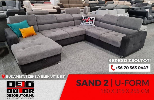 Sand 2 szivacsos sarok kanap lgarnitra 185x315x255 cm ualak gray