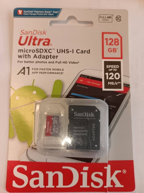 Sandisk 128GB microsd Ultra 120MB/s, A1, Class 10, Uhs-I