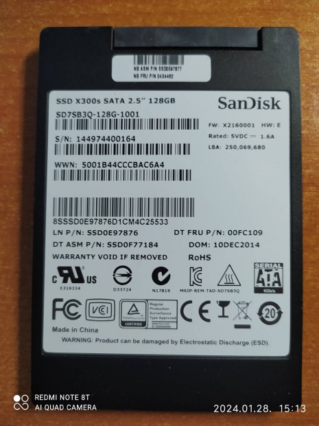Sandisk 2,5" 128gb.-os SSD elad.