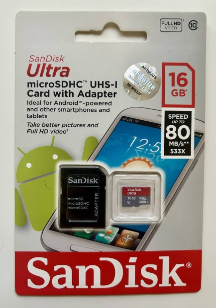 Sandisk Ultra microsdhc 16 GB kártya Új