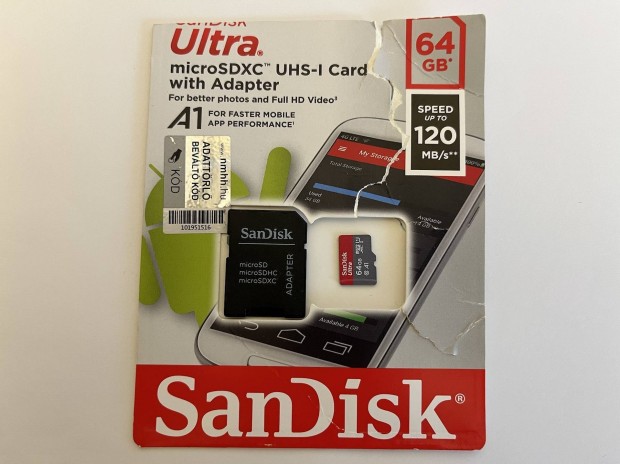 Sandisk microsdxc Ultra 64GB memria krtya adapterrel