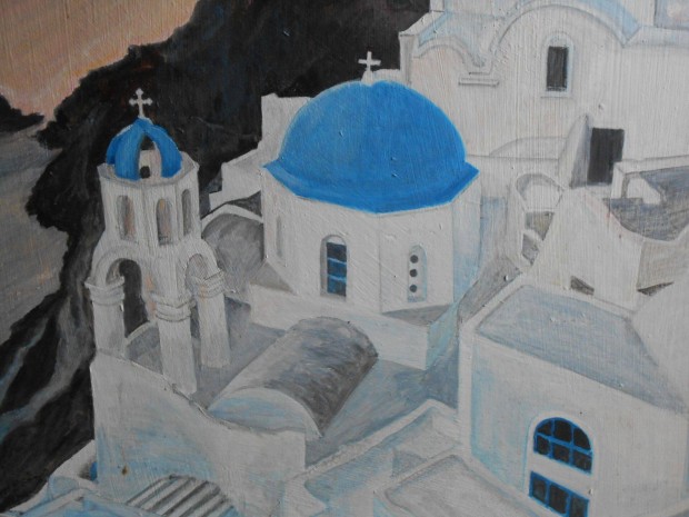 Santorini ( Thíra.) festmény kép,