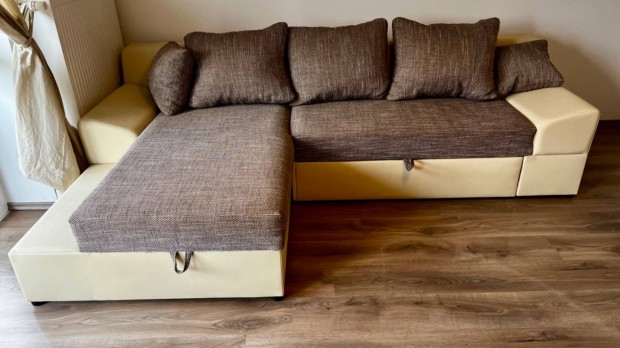 Sarokülő kanapé kihúzható ágyazható ágyneműtartós