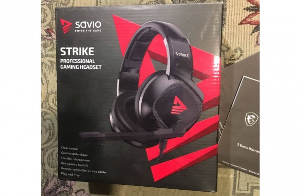 Savio Strike gaming headset fekete, 3,5 mm-es jack