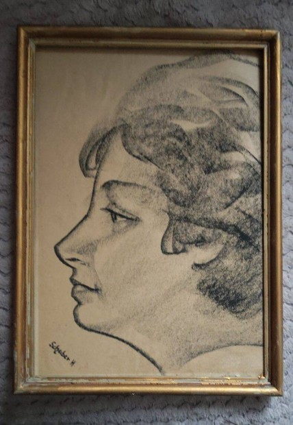 Scheiber Hug: Sznrajz kerettel. Grafika papr. Mrete: 20x30 cm