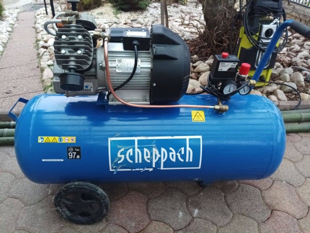 Scheppach 100 L es kthengeres olajos kompresszor 10 bros