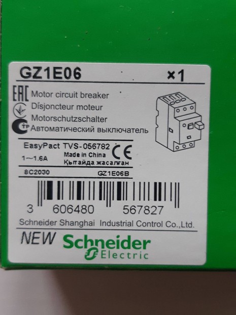 Schneider GZ1E06 motorvd kapcsol 3P 1-1,6 A-h 100kA