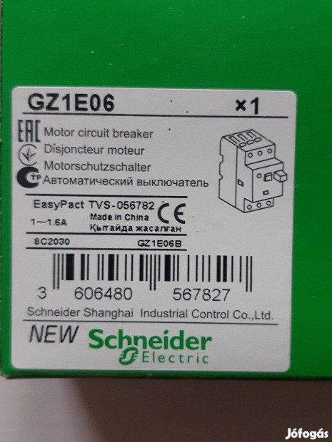 Schneider GZ1E06 motorvd kapcsol 3P 1-1,6 A-h 100kA
