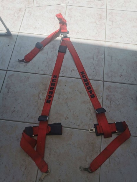 Schroth 2coll-os, piros, 3 pontos biztonsági verseny öv