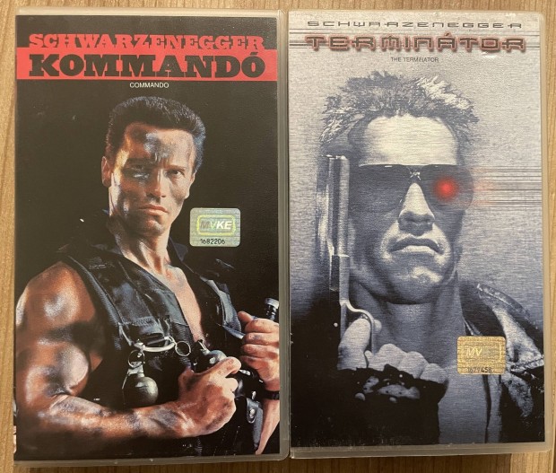Schwarzenegger Terminátor és Kommandó VHS filmek