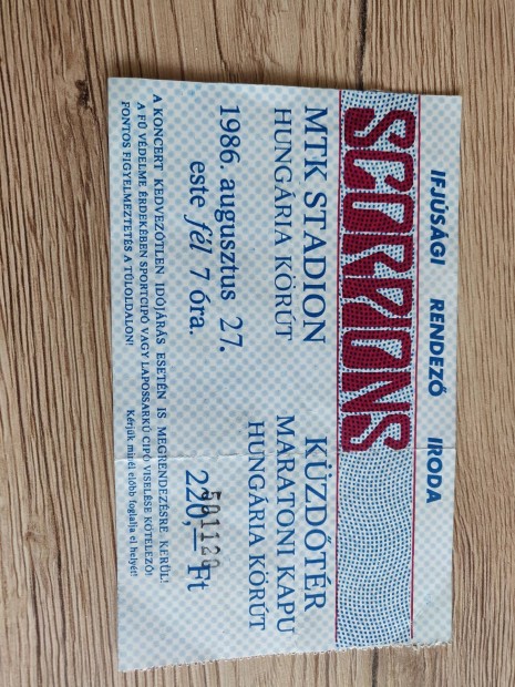 Scorpions MTK Stadion 1986 belpjegy