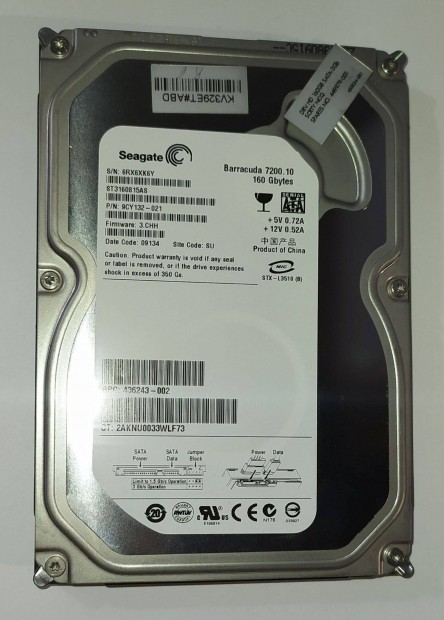 Seagate 160GB HDD merevlemez SATA 3.5" 100/100 #Xk6Y