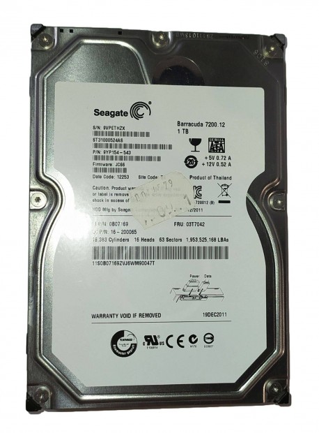 Seagate 1TB HDD merevlemez SATA 3.5" 100/100 #Thzx