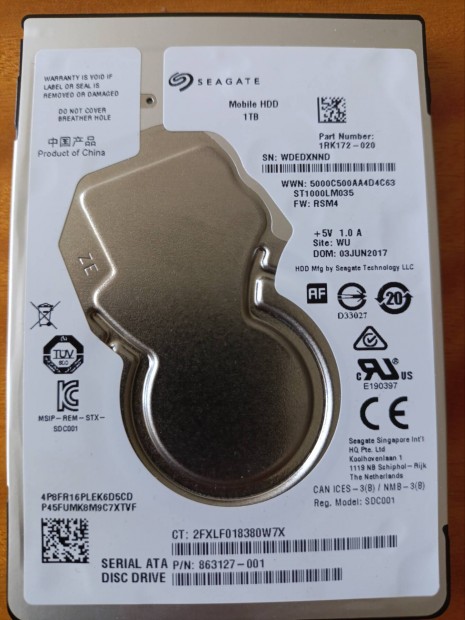 Seagate 1 Tb notebook/laptop merevlemez