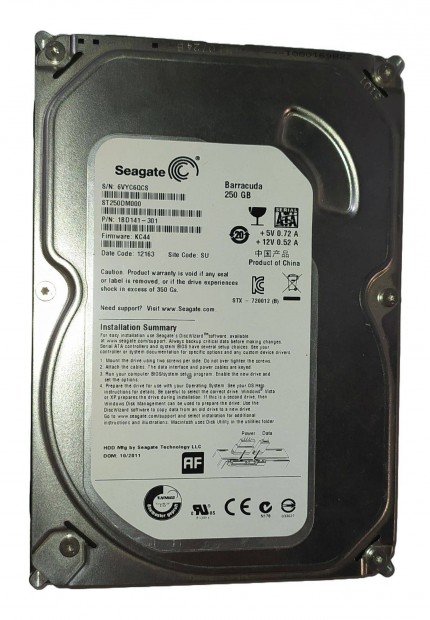 Seagate 250GB HDD merevlemez SATA 3.5" 100/100 #6Qcs