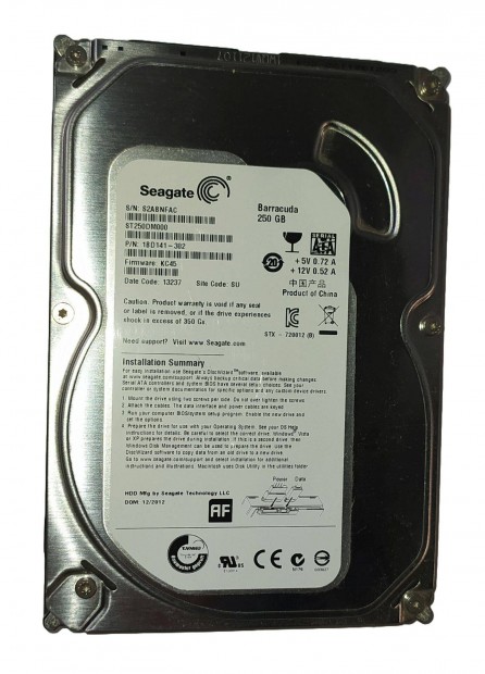 Seagate 250GB HDD merevlemez SATA 3.5" 100/100 #Nfac