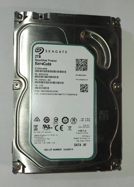 Seagate 2TB HDD merevlemez SATA 3.5" 100/100 #3ZH6