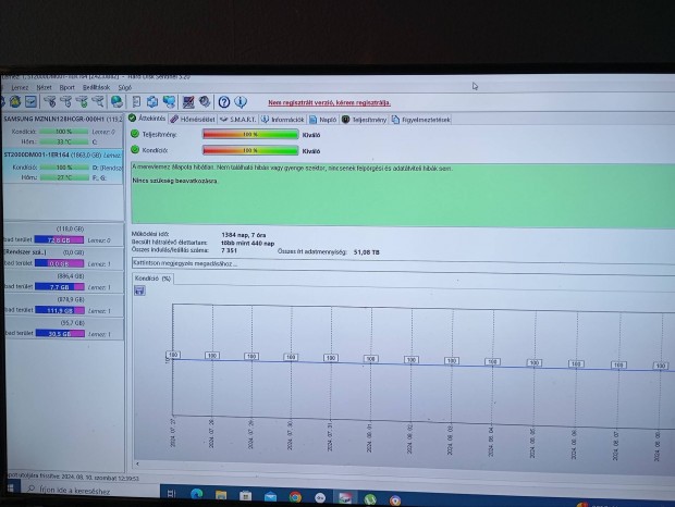 Seagate 2TB hdd.100/100% sentinek mellkelvel.10000ft fix