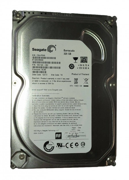Seagate 320GB HDD merevlemez SATA 3.5" 100/100 #P0V9
