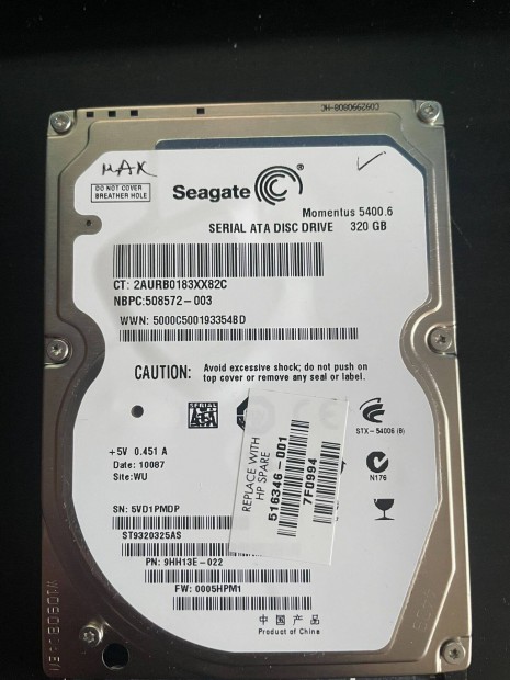 Seagate 320 GB 2.5" HDD