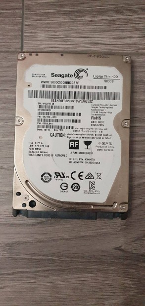 Seagate 500 GB 2.5" SATA HDD merevlemez