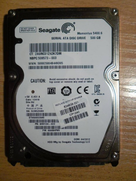 Seagate 500gb sata laptop hdd 100/15%