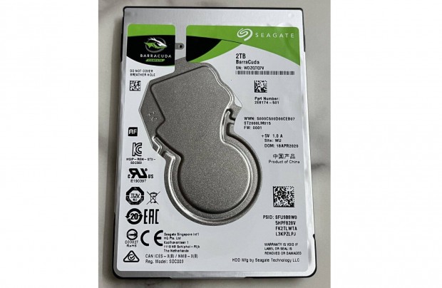 Seagate Barracuda 2TB-os HDD 2.5" notebook merevlemez