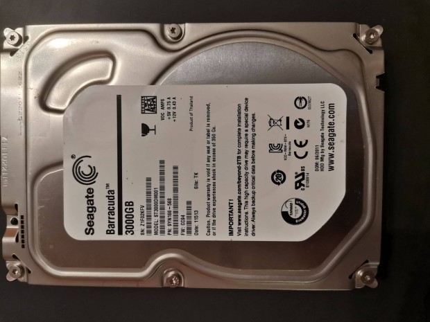 Seagate Barracuda 3 terrabjt, alig hasznlt asztali HDD