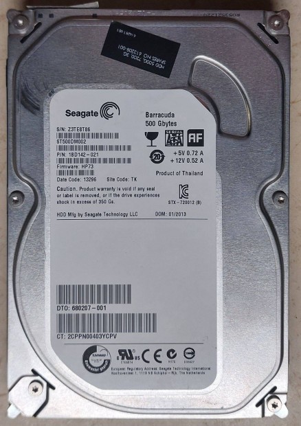 Seagate Barracuda 500GB 7200rpm SATA 3.5" 16MB HDD