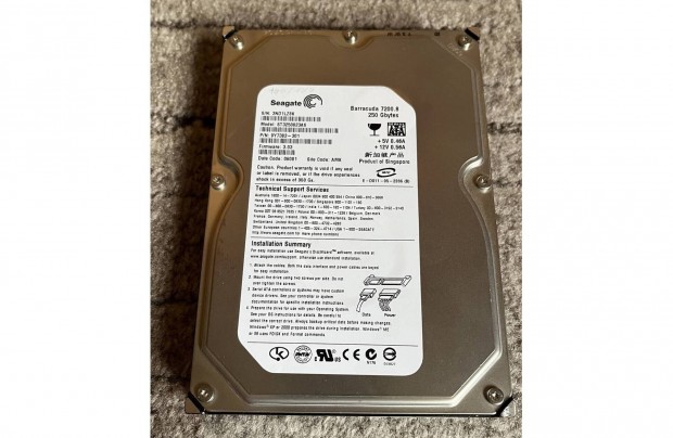 Seagate Barracuda 7200 250gb merevlemez 100/100