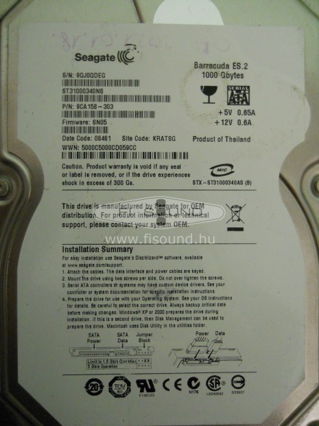 Seagate Barracuda Es.2 ,1 TB, 64MB 1db van csak