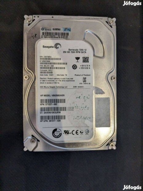 Seagate Barracuda HDD merevlemez SATA 100/100 250 GB 3,5"