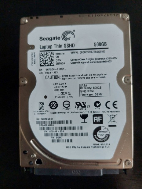 Seagate Laptop Sshd 2.5 500GB 5400rpm 64MB SATA3