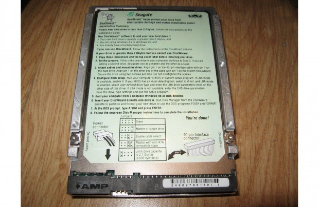 Seagate Medalist 3221 3GB IDE PATA Winchester HDD Merevleme