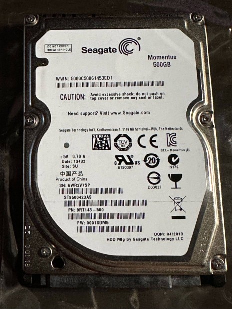 Seagate Momentus 2.5" 500GB SATA (ST9500423AS) 100/100 merevlemez