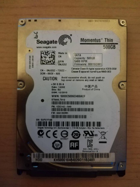 Seagate Momentus Thin 2.5" 500GB 5400rpm 16MB SATA3