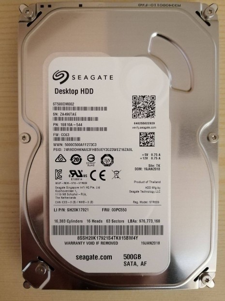 Seagate ST500DM002 500GB 3,5" HDD ZA496TAE