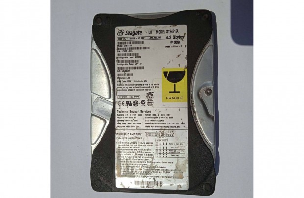 Seagate ST 34313A merevlemez , formázott , üres
